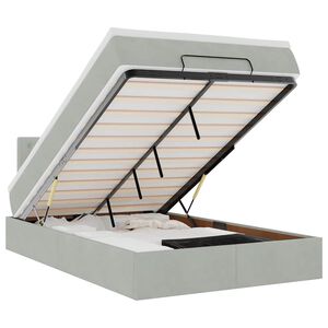 vidaXL Османска легло с матрак и LED, светлосиво, 120x190 см, кадифе