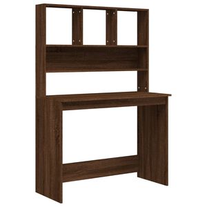 vidaXL Бюро с рафтове, кафяв дъб, 102x45x148 см, инженерно дърво