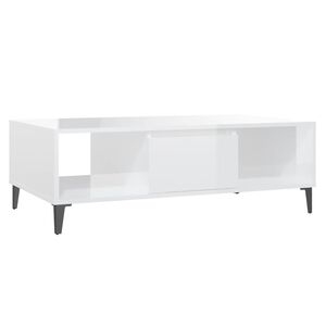 vidaXL Маса за кафе, бял гланц, 103,5x60x35 см, инженерно дърво