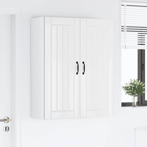 vidaXL Кухненски шкаф Lucca Бял гланц 80 x 31 x 100 см