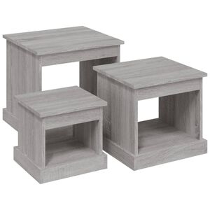 vidaXL Кафе маси, 3 бр, сив сонома, инженерно дърво