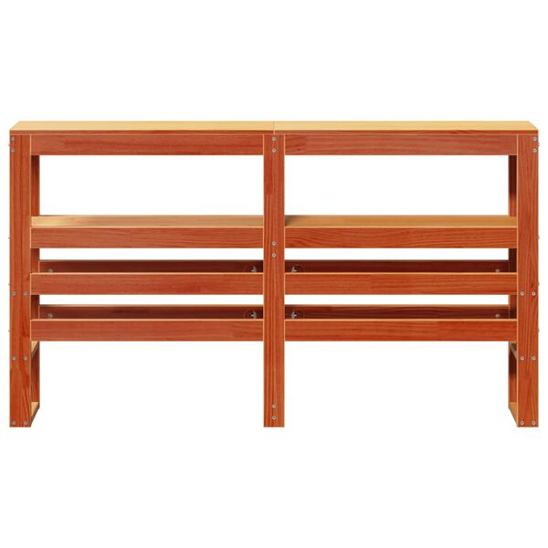 vidaXL Горна табла с рафтове, восъчнокафява, 135 см, масивно дърво бор