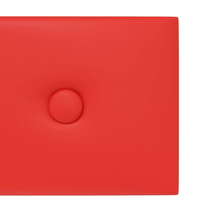 vidaXL Стенни панели 12 бр червени 90x15 см, изкуствена кожа 1,62 м²