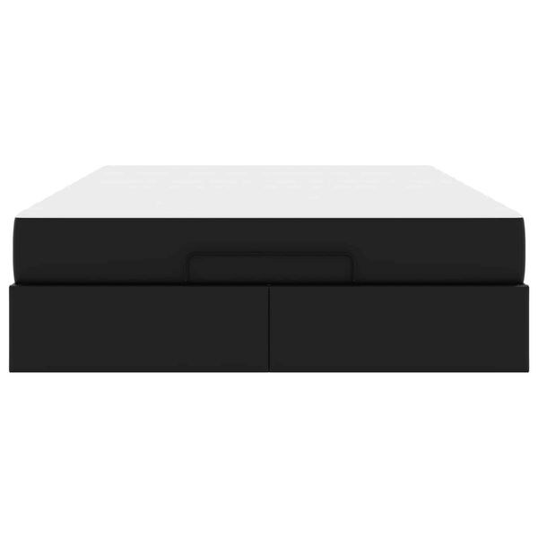 vidaXL Рамка за легло с матрак с матрак 2 pcs Черно ПВЦ
