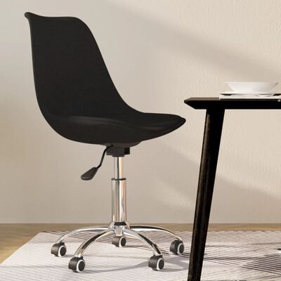 vidaXL Въртящ се трапезен стол, черен, текстил