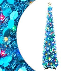 vidaXL Сгъваема LED коледна елха със звезда за връх 120 см