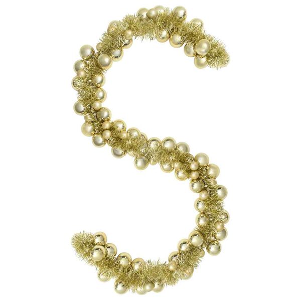 vidaXL Коледна гирлянда с топки Златист 186 см Полистирен