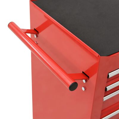 vidaXL Количка за инструменти с 21 чекмеджета, стомана, червена