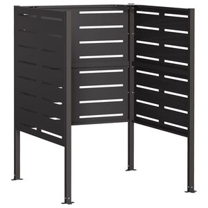 vidaXL Екран за контейнер за отпадъци 85 x 85 x 113 см Стомана Черно
