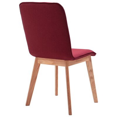 vidaXL Трапезни столове, 4 бр, червен плат и дъбова дървесина масив