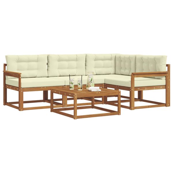 vidaXL Комплект дивани за открито 5 pcs Натурален и Крема