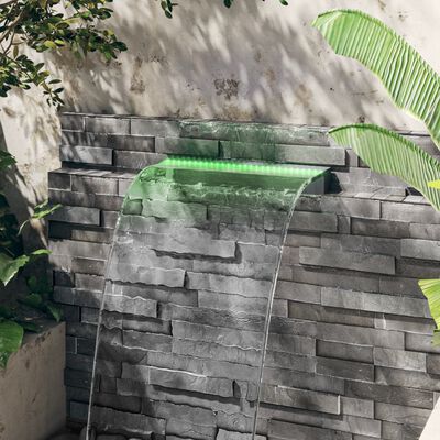 vidaXL Преливник за водопад с RGB LED, акрил, 60 см