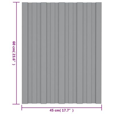vidaXL Покривни панели, 12 бр, поцинкована стомана, сиви, 60х45 см