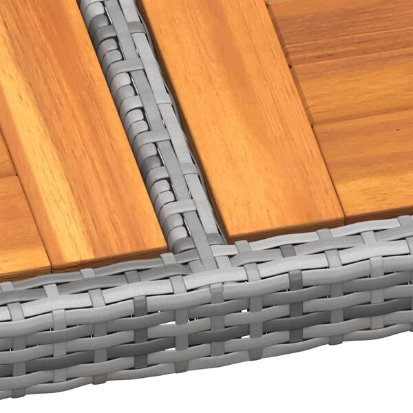 vidaXL Градинска маса, 150x90x75 см, акациево дърво и полиратан, сива