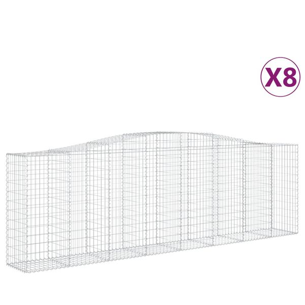 vidaXL Габионни кошници арка 8 бр 400x50x120/140 см поцинковано желязо