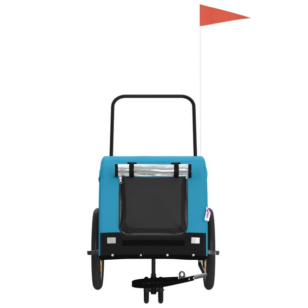 vidaXL Ремарке за колело за любимци синьо черно Оксфорд плат и желязо