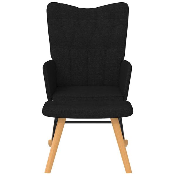 vidaXL Люлеещ се стол с табуретка, черен, плат