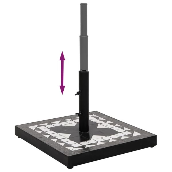 vidaXL Основа за чадър, черно и бяло, квадратна, 12 кг