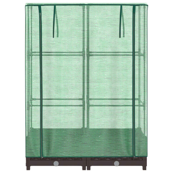 vidaXL Повдигнато легло с оранжерия калъф, ратанов вид, 80x40x123 см