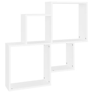 vidaXL Стенен кубичен рафт, бял, 80x15x78,5 см, инженерно дърво