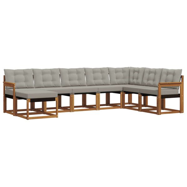 vidaXL Комплект дивани за открито 8 pcs Естествено и светло сиво