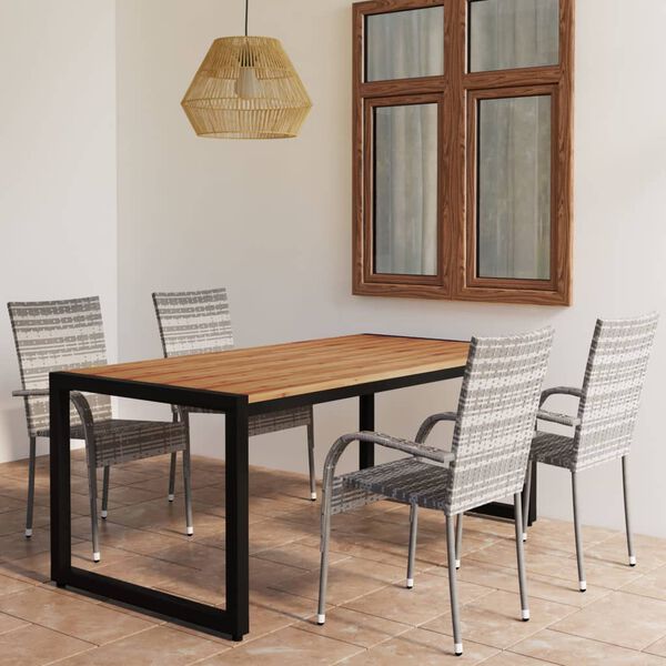vidaXL Градински трапезен комплект, 5 части, сив