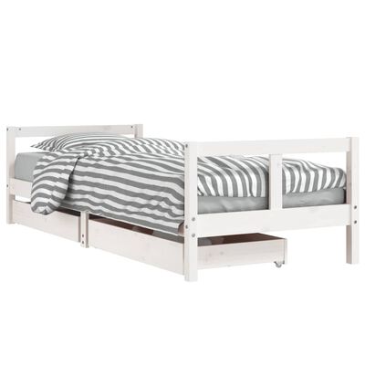 vidaXL Рамка за детско легло с чекмеджета, бяла, 80x200 см, чам масив