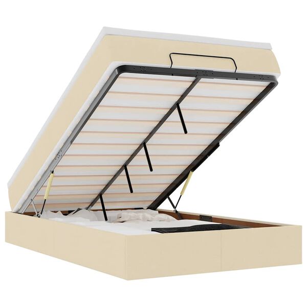 vidaXL Османска легло с матрак, кремаво, 120x200 см, плат