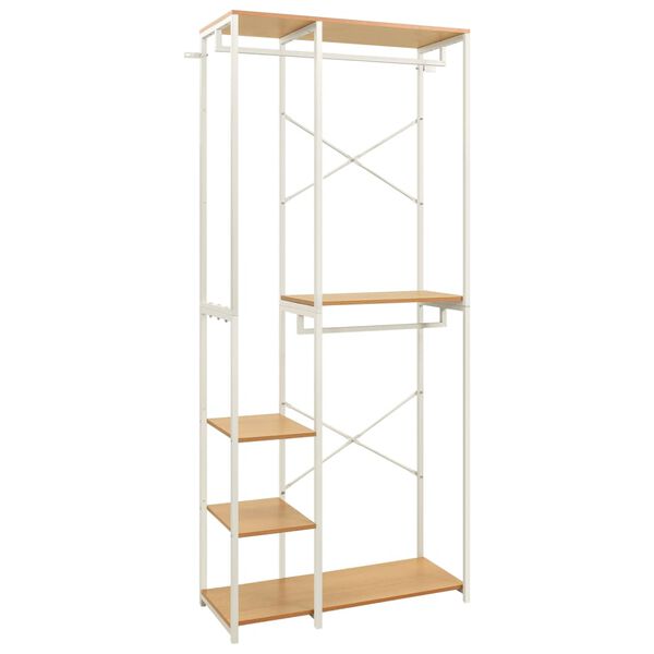 vidaXL Гардероб, бяло и дъб, 90x40x213 см, метал и ПДЧ