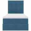 vidaXL Легло с място за съхранение и LED Тъмен син 90 x 190 cm Кадифе