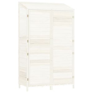 vidaXL Градинска барака, бяла, 102x52x174,5 см, чамово дърво масив
