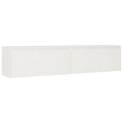 vidaXL Стенни шкафове, 2 бр, бели, 80x30x35 см, бор масив