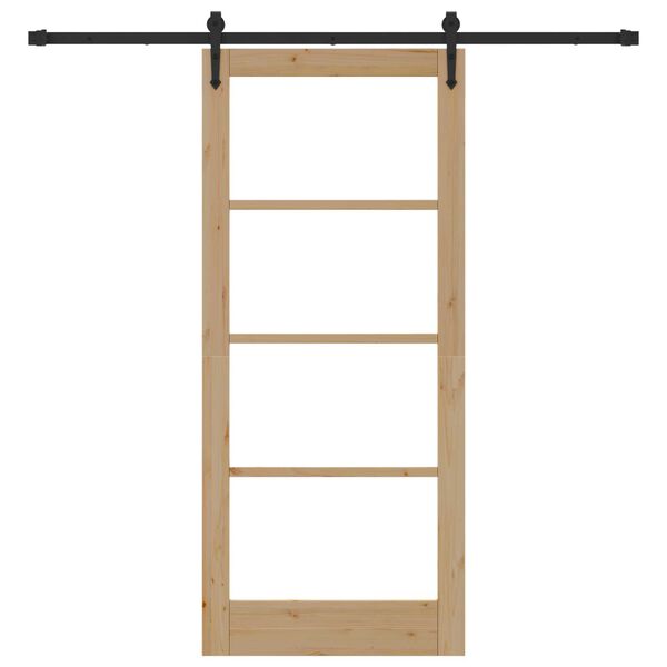 vidaXL Преплъзваща се врата Естествено и черно 86 x 198,5 см