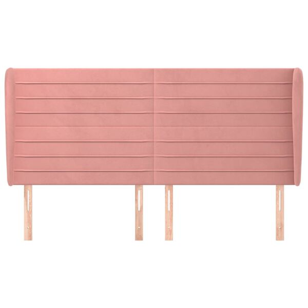 vidaXL Горна табла за легло с уши, розова, 203x23x118/128 см кадифе