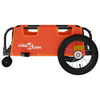 vidaXL Ремарке за колело, оранжево, Оксфорд плат и желязо