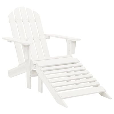 vidaXL Градински стол с табуретка, дърво, бял