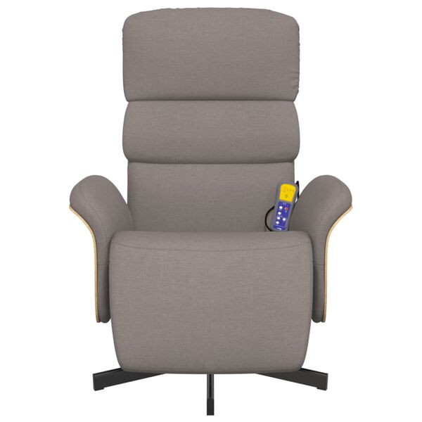 vidaXL Масажен стол с облегалка и поставка за крака, таупе, плат