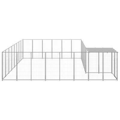 vidaXL Клетка за кучета, сребриста, 15,73 м², стомана