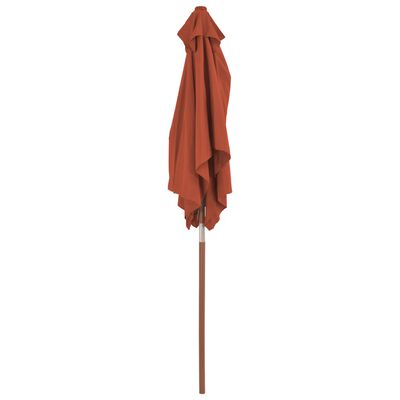 vidaXL Градински чадър с дървен прът, 150x200 см, керемиден