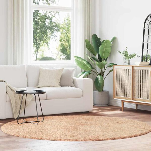 vidaXL Шаги килим с дълъг косъм, NAVARRA, Бежов, 200x200 см, полиестер