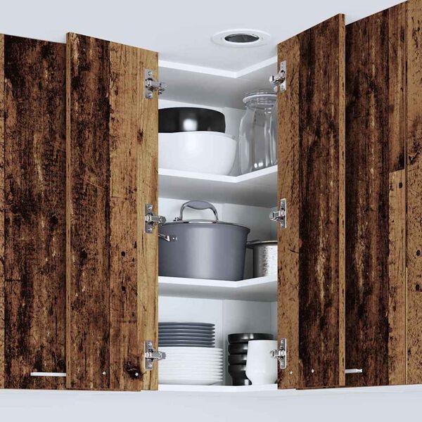 vidaXL Висящ шкаф Стара дървесина и бяло 57 x 57 x 80 см