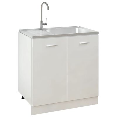 vidaXL Кухненска мивка с отцедник, сребристо, 800x500x155 мм, инокс