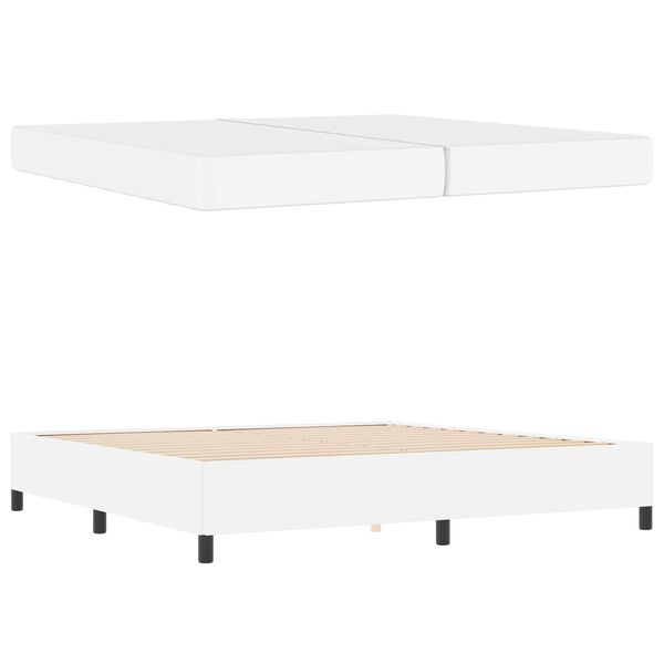 vidaXL Рамка за легло с матрак Бяло 200 x 200 cm текстил