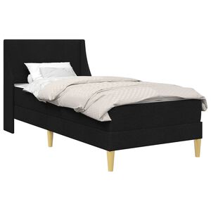 vidaXL Рамка за легло с матрак с таблото Черен 90 x 190 cm текстил