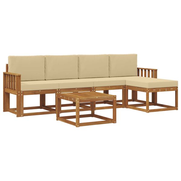 vidaXL Комплект дивани за открито 6 pcs Натурален и Бежов