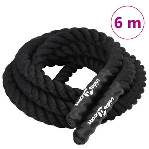 vidaXL Бойно въже, черно, 6 м, 4,5 кг, полиестер