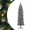 vidaXL Изкуствено Тънко Коледно Дърво Зелен и бял 210 cm