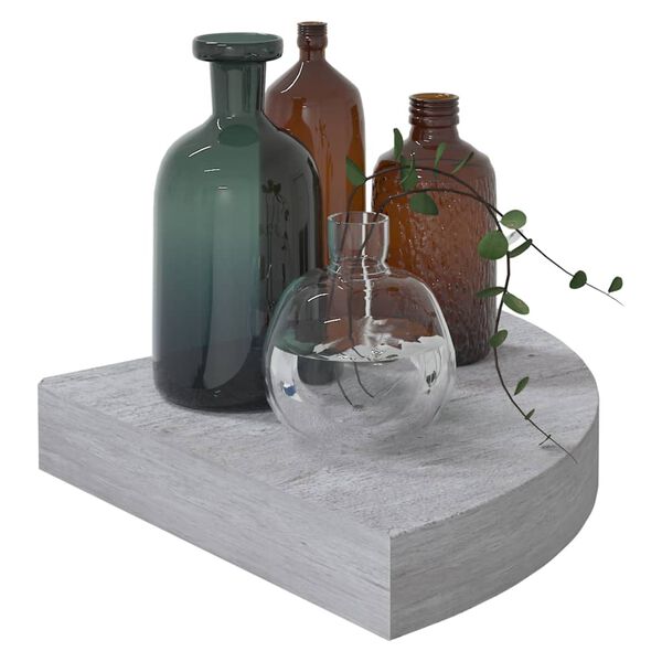 vidaXL Стенни ъглови рафтове, 4 бр, бетонно сиво, 25x25x3,8 см, МДФ
