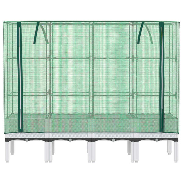 vidaXL Повдигнато легло с оранжерия калъф, ратанов вид, 160x40x140 см