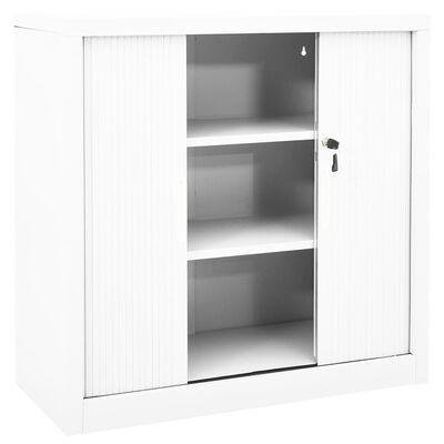 vidaXL Шкаф с плъзгаща врата, бял, 90x40x90 см, стомана